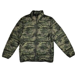 Swiss Tech Mens Packable Puffer Jacket Green and Brown Camo M (38-40)  EUC